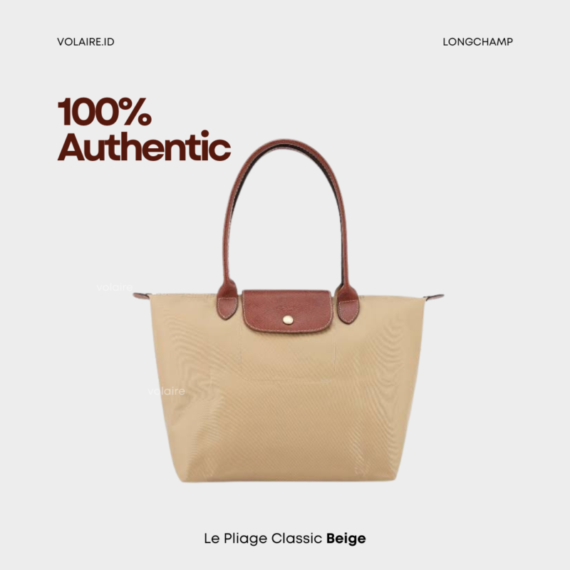 Longchamp Le Pliage Long Handle Classic Series Beige
