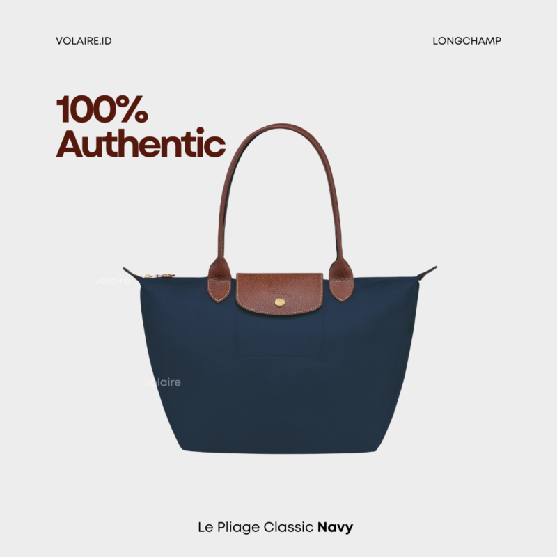 Longchamp Le Pliage Long Handle Classic Series Navy