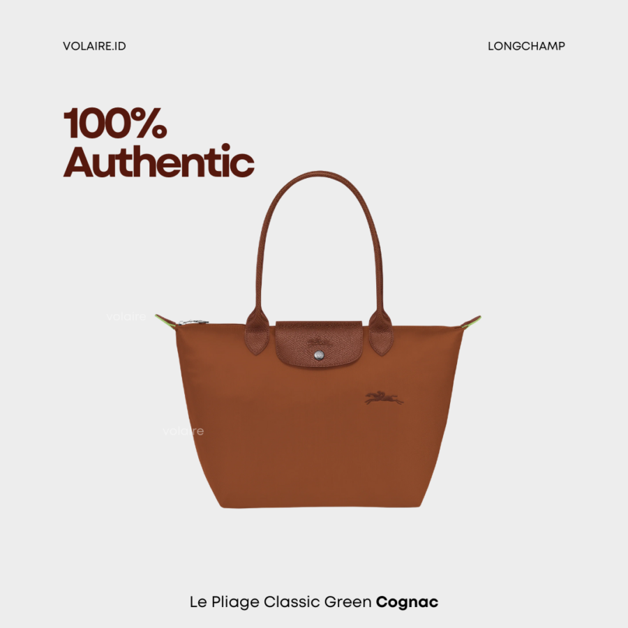 Le Pliage Club Green Long Handle Cognac