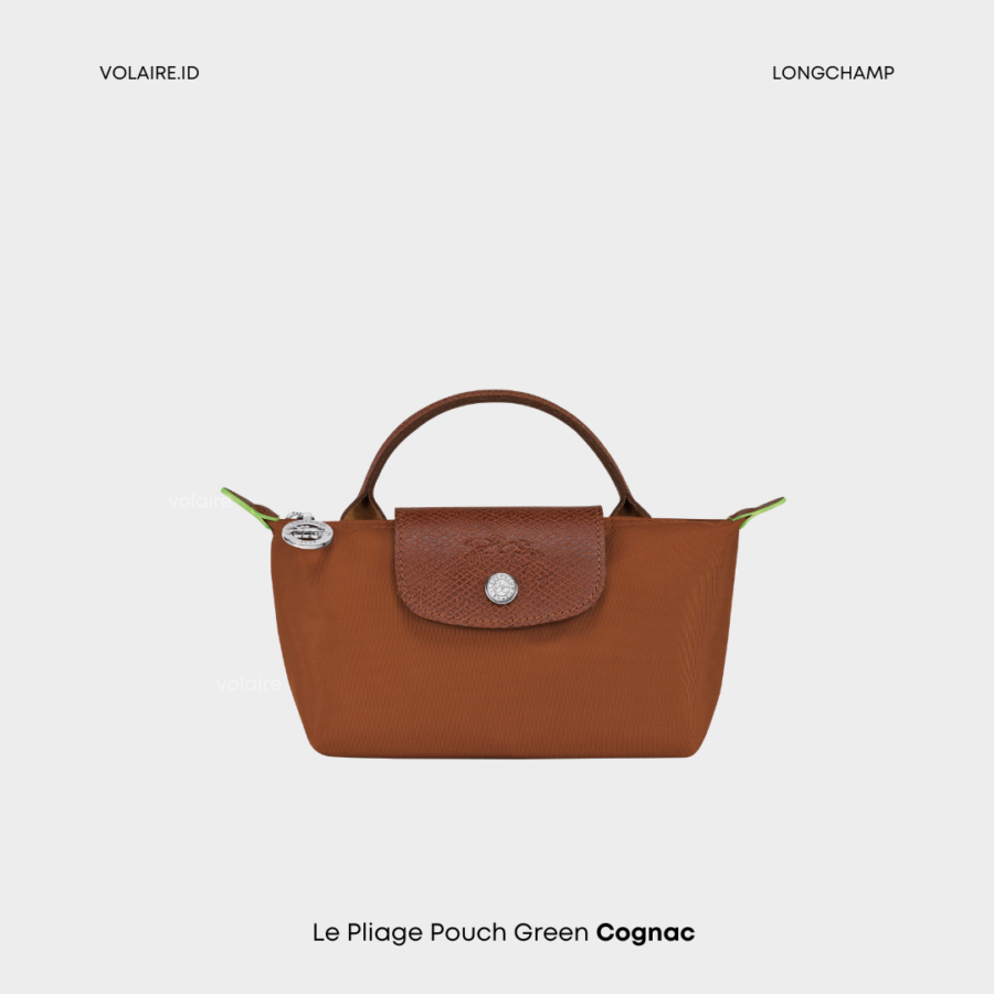 Le Pliage Original Pouch With Strap Green Cognac