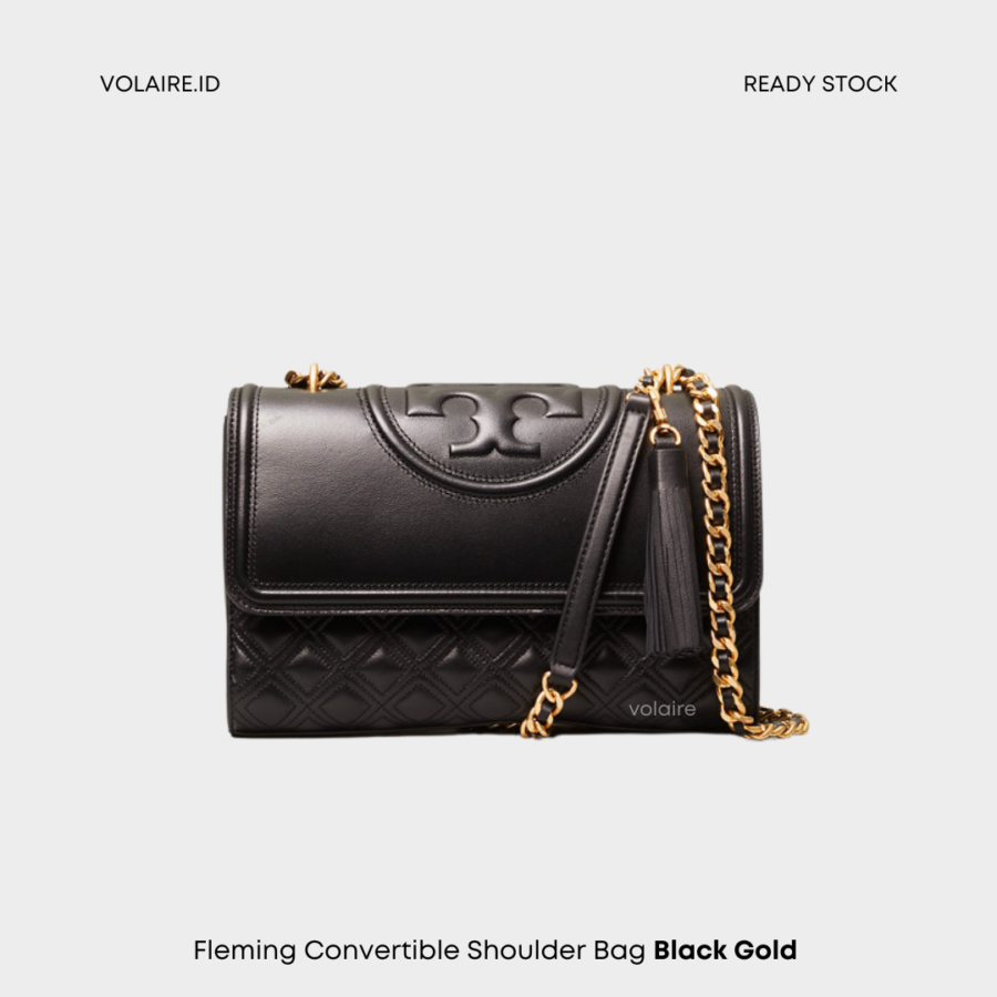 Fleming Convertible Shoulder Bag Black Gold